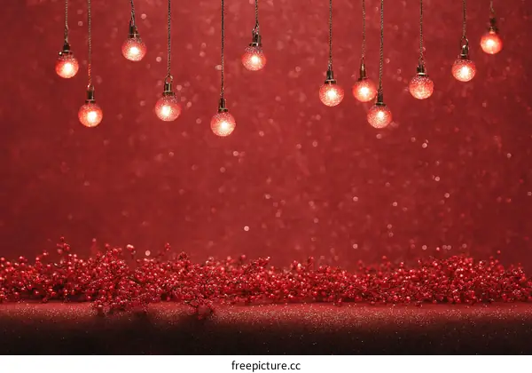 Red Christmas Lights and Decorations Background