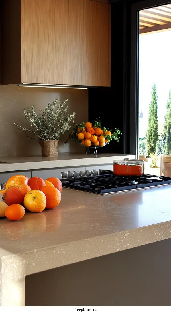 Modern Kitchen Countertop with Fresh Fruit