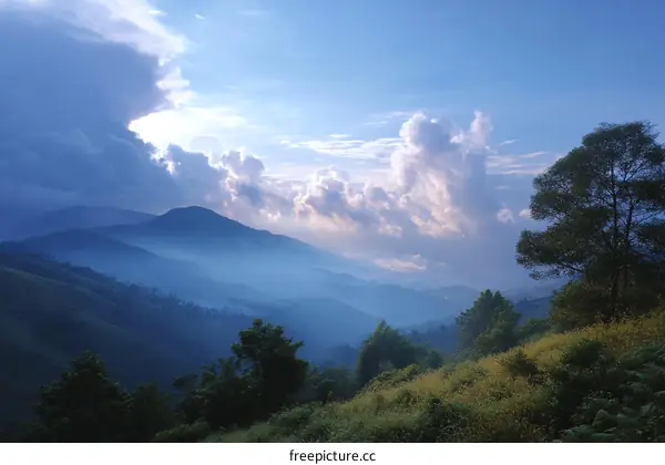 Majestic Mountain Scenery Under a Cloudy Sky