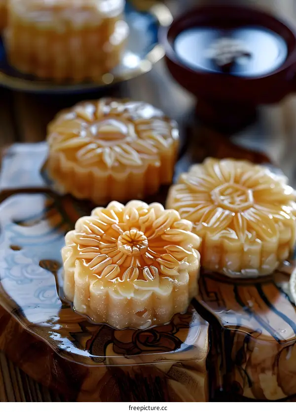 Close Up of Delicious Honey Cake on Wooden Plate