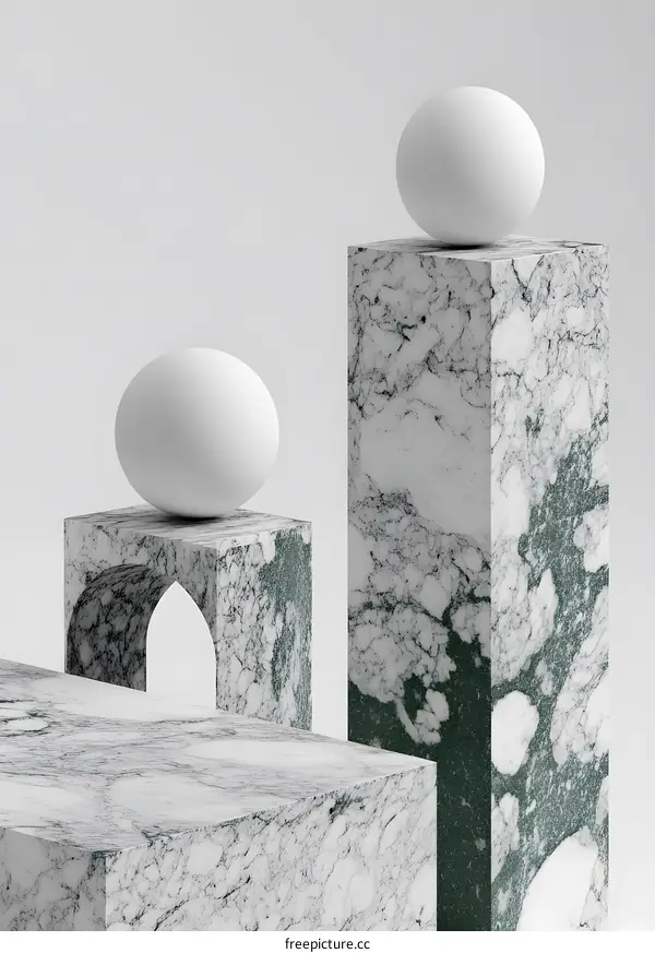 Abstract Minimalist Marble Sculpture with Geometric Shapes
