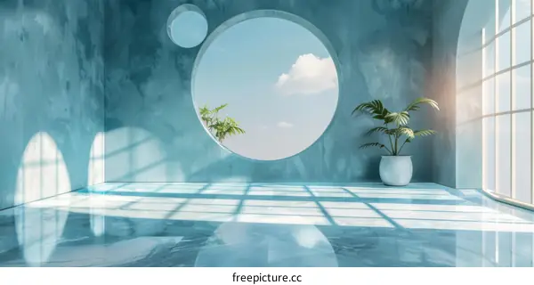 Modern Turquoise Interior Design with Large Window