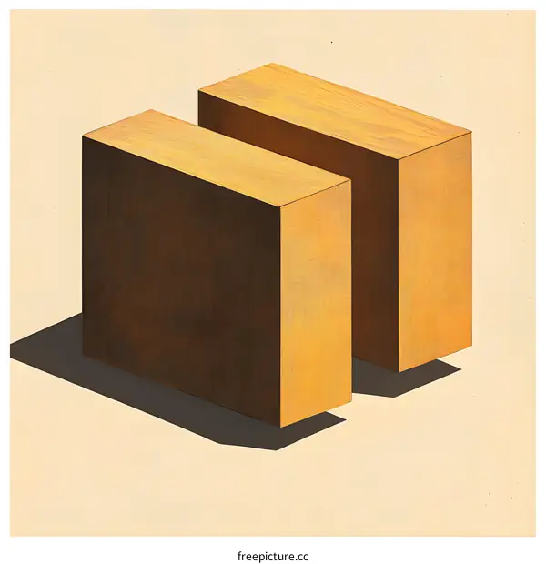 Minimalist Abstract Art With Two Wooden Cubes