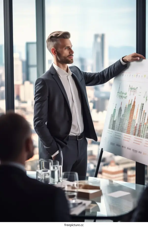 Businessman giving presentation in office