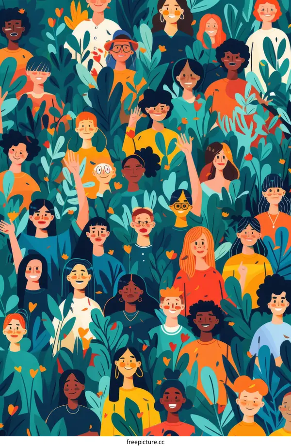 A Diverse Group of People in a Leafy Environment