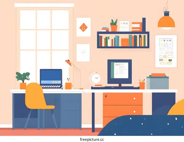 Modern Home Office Desk Illustration