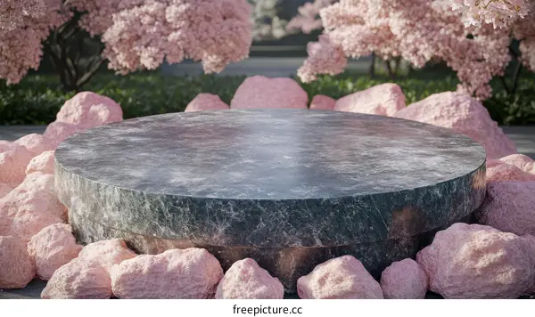Spring Cherry Blossom Marble Display Stand