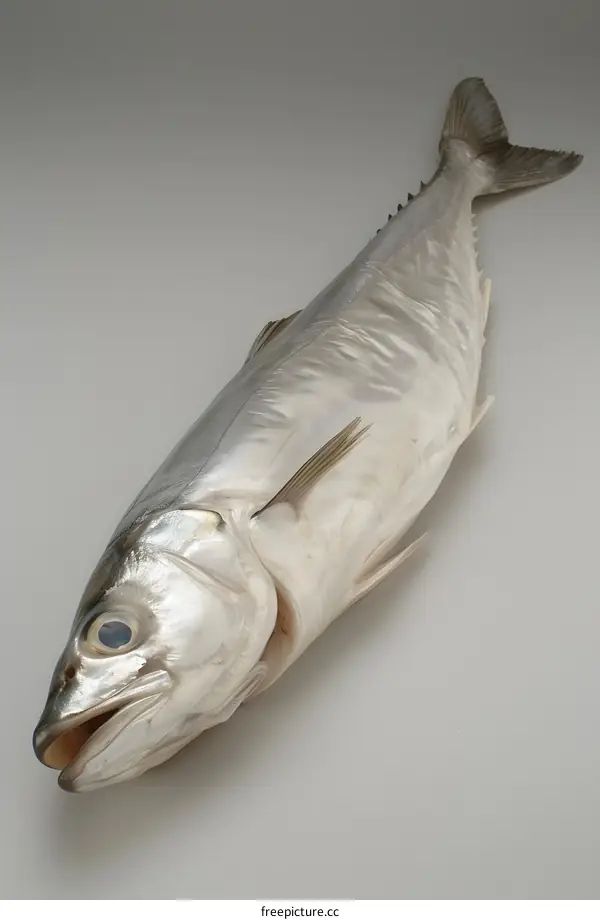 Fresh Whole Spanish Mackerel on Gray Background