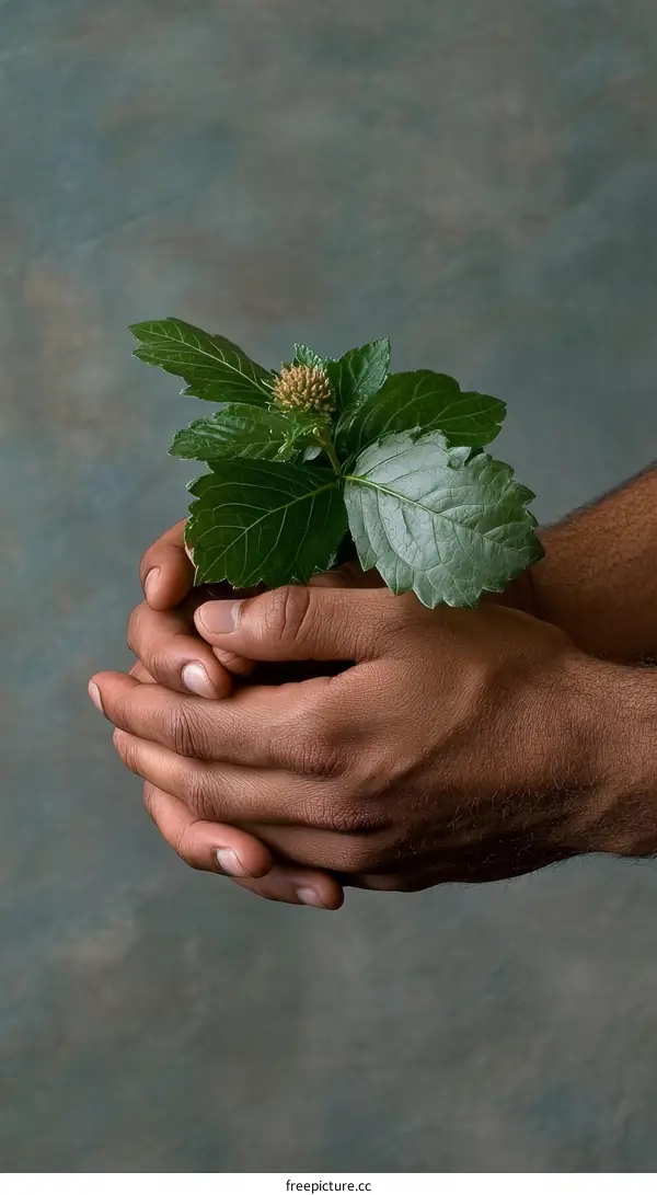 Hands Holding a Small Plant Showing Care and Growth