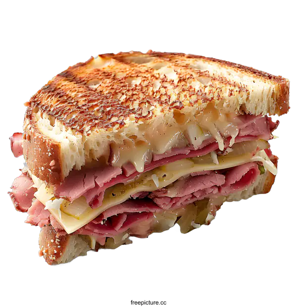[Transparent Background PNG]Delicious Reuben Sandwich on White Background
