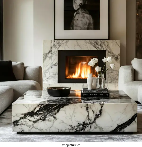 Modern Marble Coffee Table in a Stylish Living Room