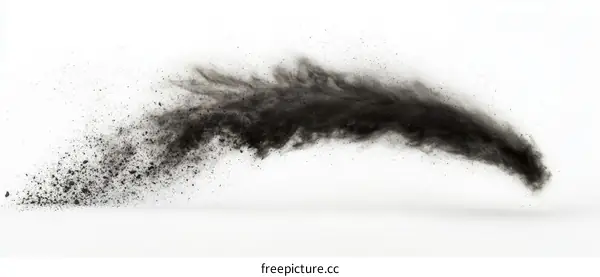 Abstract Black Powder Explosion Isolated on White Background