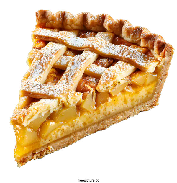 [Transparent Background PNG]A slice of apple pie isolated on white background