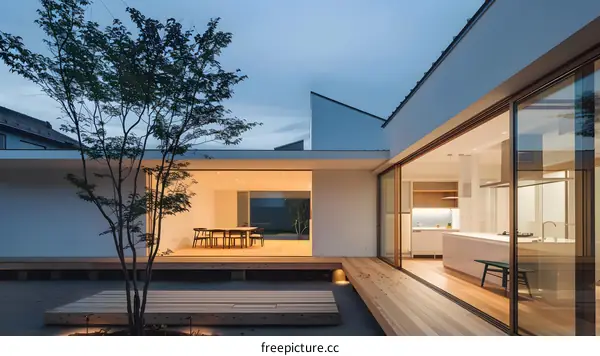 Modern Minimalist Japanese Home with Wooden Deck and Open Interior