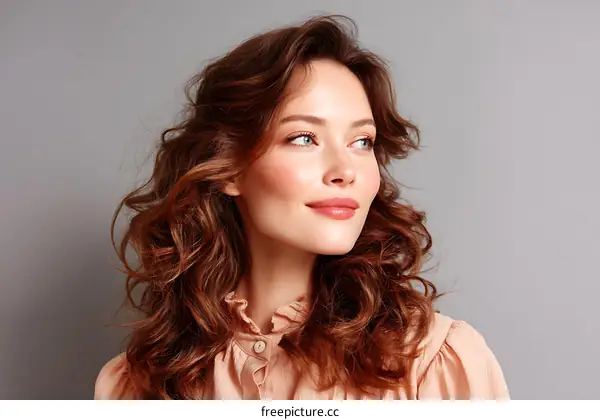 Beautiful Woman with Curly Hair and Soft Light