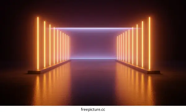 Neon Light Corridor Abstract Scene Design