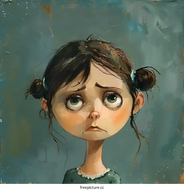 sad girl with brown hair and green eyes