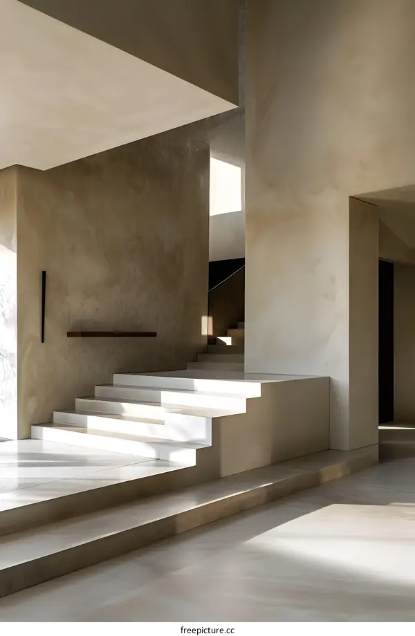 Modern Architecture Interior Design with Concrete Stairs and Walls