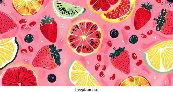 Colorful Fruit Pattern Illustration