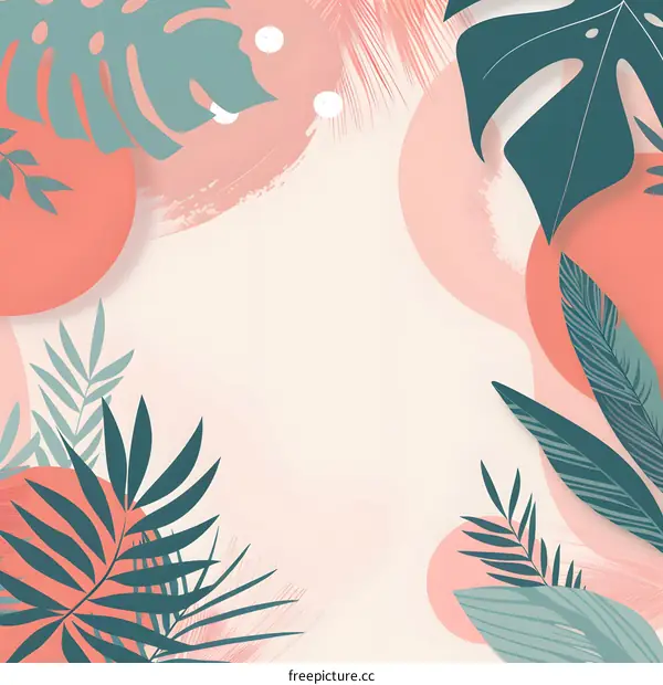 Tropical Leaves and Abstract Shapes Background