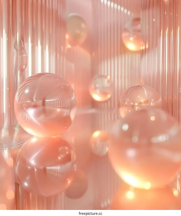 Pink Glass Balls on Pink Background, Modern Abstract Photography