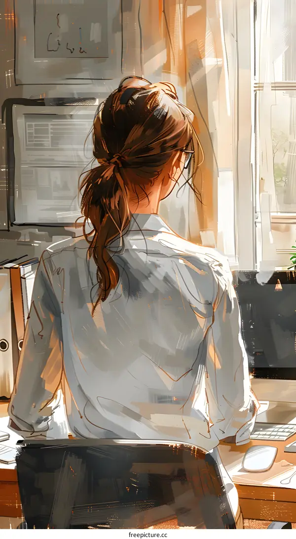 business woman working at her desk