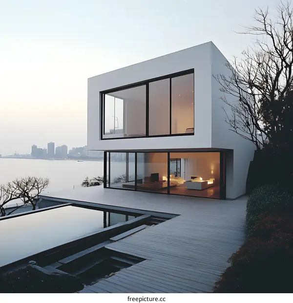 Modern Minimalist Architecture Home with Pool and Ocean View
