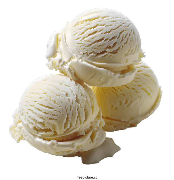 [Transparent Background PNG]Three Scoops of Vanilla Ice Cream