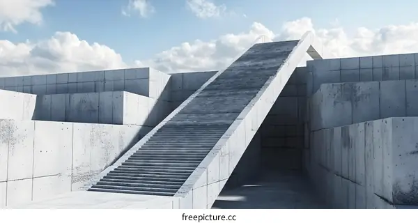 Concrete Staircase Leading Up to the Sky