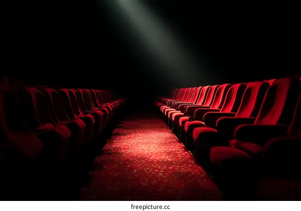 Empty Cinema Rows with Spotlight