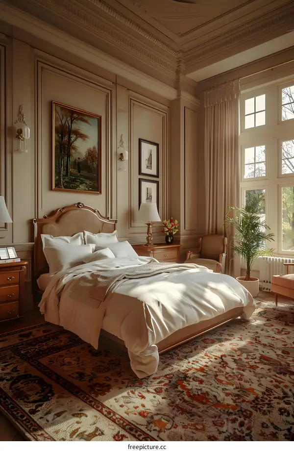 Luxurious Bedroom Adorned with Classic European Design