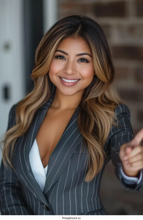 Portrait of a beautiful young woman in a suit