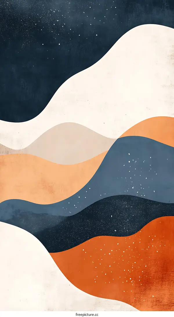 Abstract Landscape Illustration with Curved Lines and Colors
