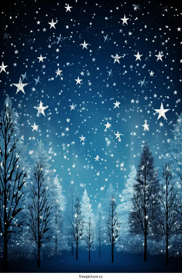 Mesmerizing Starlit Night in a Tranquil Winter Forest