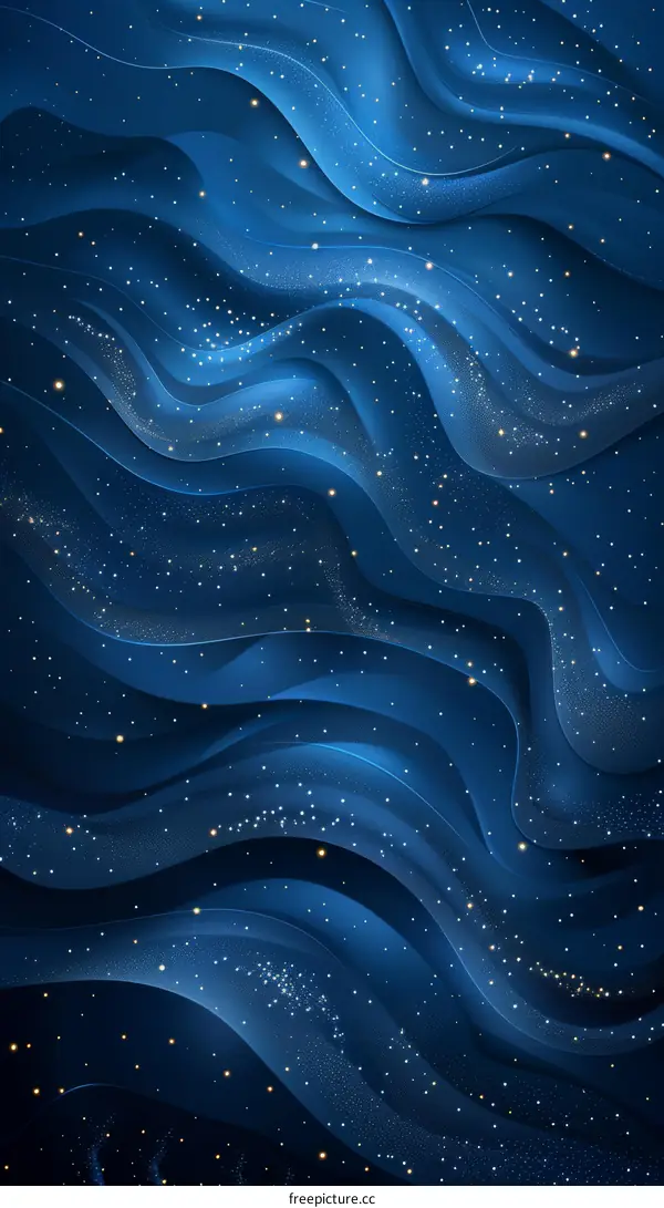 Mesmerizing Abstract Dark Blue Starry Sky Illustration