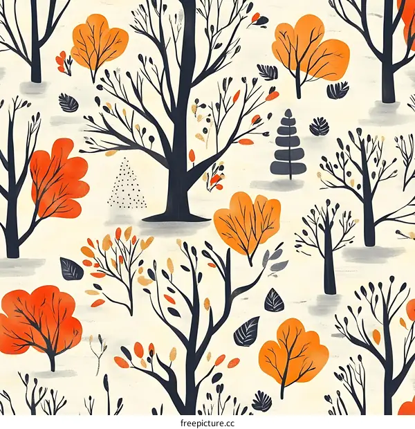 Abstract Autumn Forest Seamless Pattern