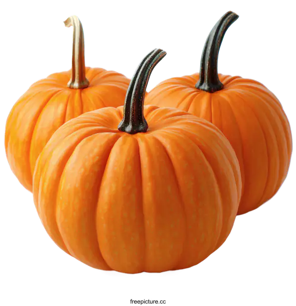 [Transparent Background PNG]Closeup of Three Pumpkins against White Background