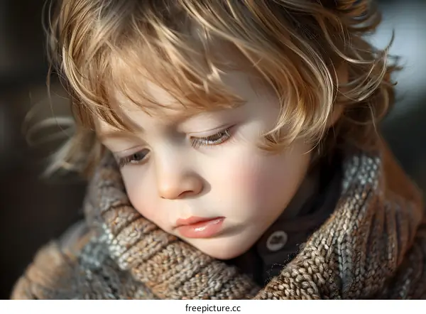 portrait of a cute blond boy with blue eyes