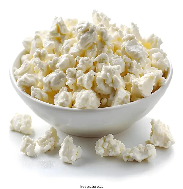 Fresh white cheese in bowl