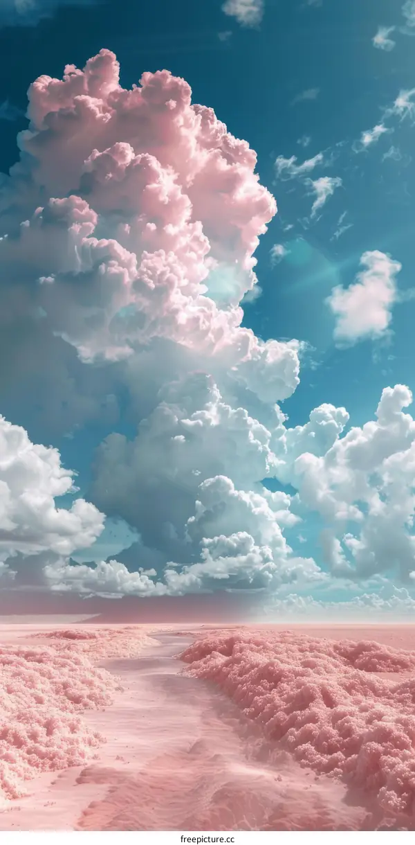 Panoramic View of the Pink Sky and Lake Reflecting Clouds