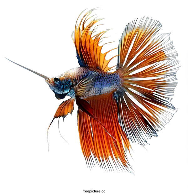 [Transparent Background PNG]The colorful betta fish with spread fins