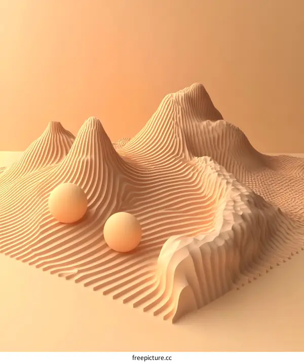 Abstract 3D Minimalist Landscape with Two Spheres