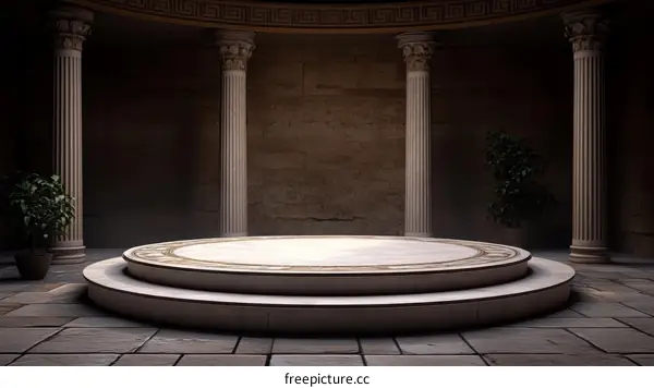 Ancient Roman Style Empty Stage with Columns