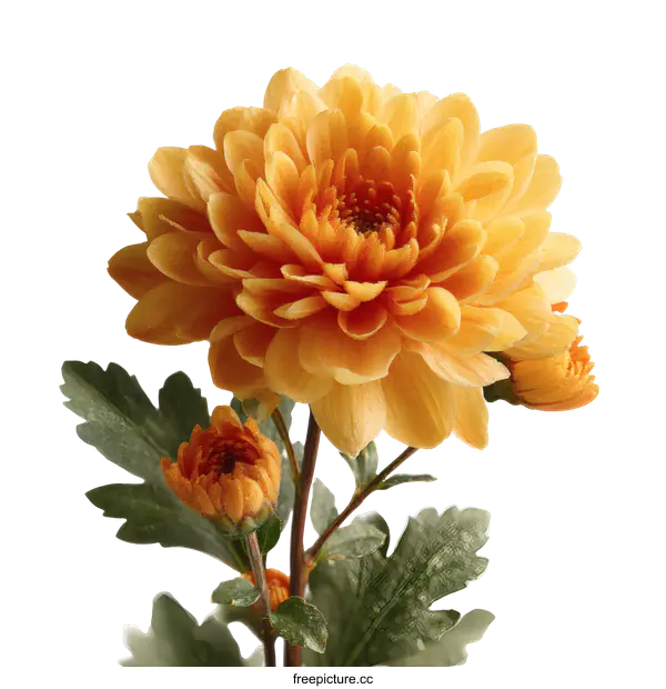 [Transparent Background PNG]Close-up Orange Chrysanthemum Flower Bouquet