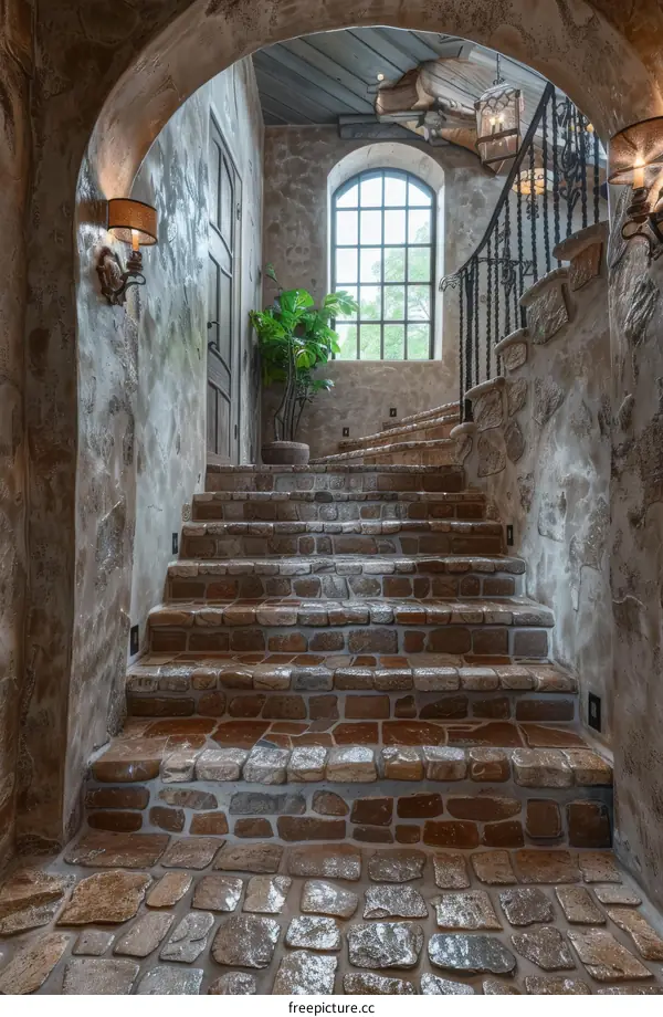 Rustic Stone Staircase Interior Design