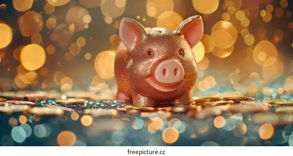Golden Piggy Bank on Cash