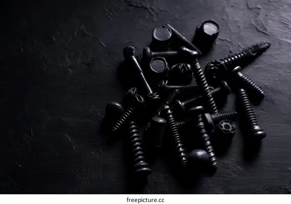 Dark Industrial Bolts and Screws Arrangement