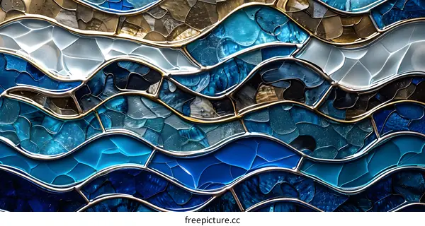 Blue and gold abstract painting