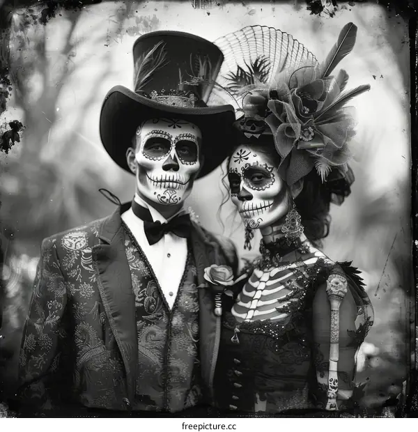 Skeleton Couple Halloween Costume Portrait