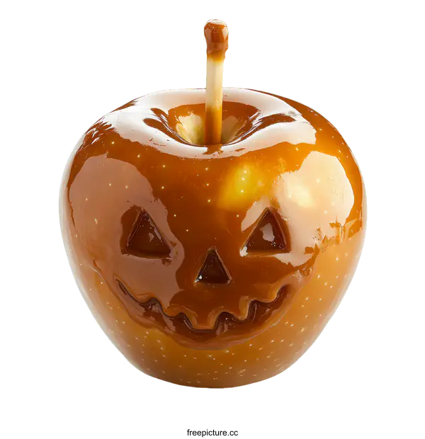 [Transparent Background PNG]Caramel Apple with Halloween Face